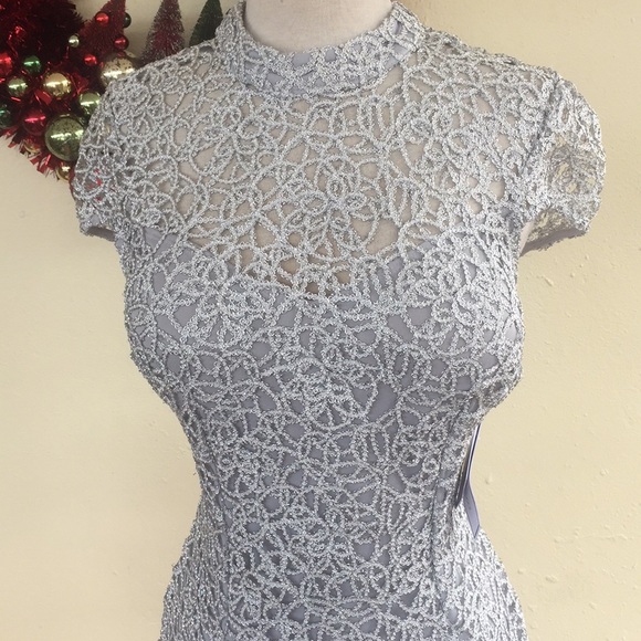 Silver Bodycon Cocktail Dress - Picture 2 of 10
